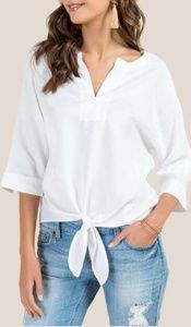 Classic 3/4 length flowy chic tie top